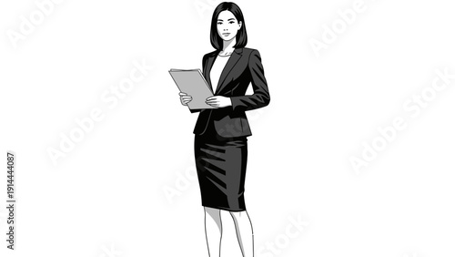 Businesswoman Holding Laptop Computer.