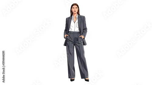 Businesswoman in Gray Suit.