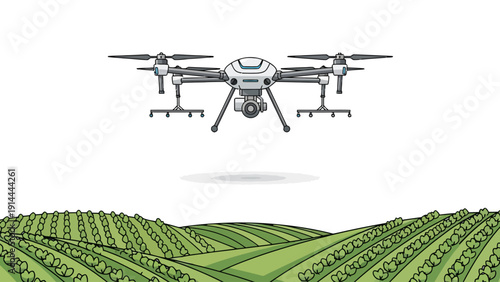 Drone over green field.