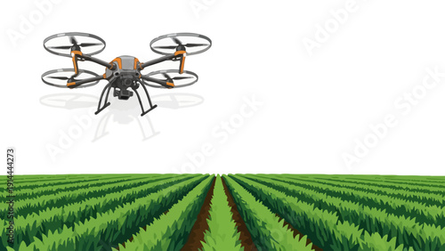 Drone over green crops.
