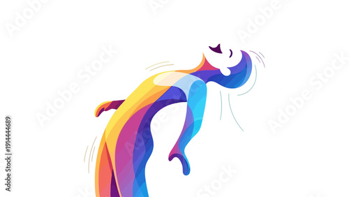 Woman in colorful dress.