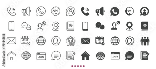 Communication icons collection. Multi series icons. Line and glyph solid web icons collection