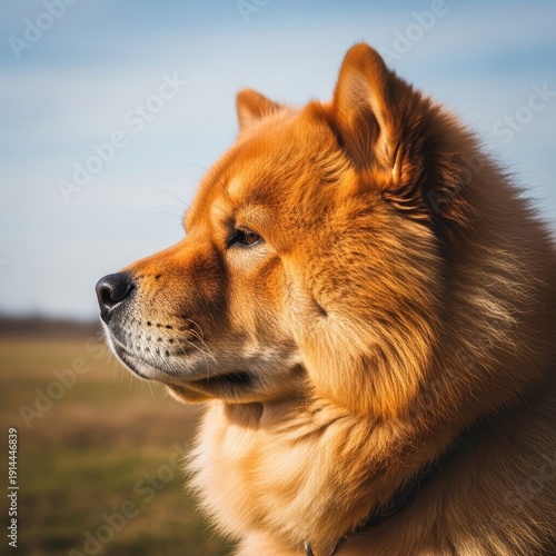Focused Chow Chow Dog Portrait in Natural Light.
