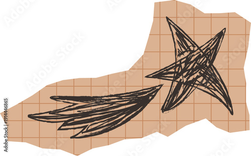 Star Doodle On Grid Cut Out Paper