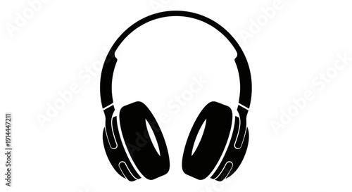 Black Headphones Simple Icon.