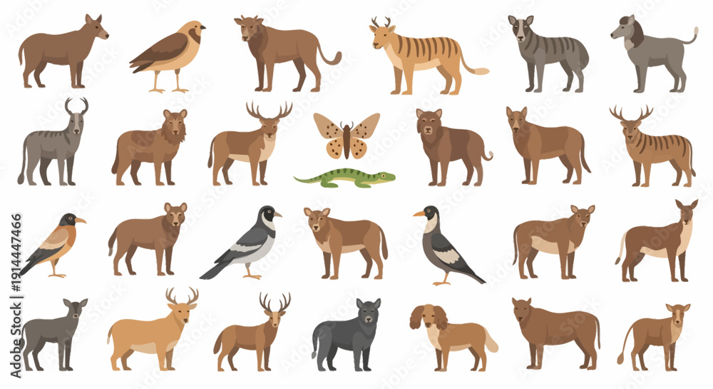 Obraz premium Collection of Various Wild Animals.