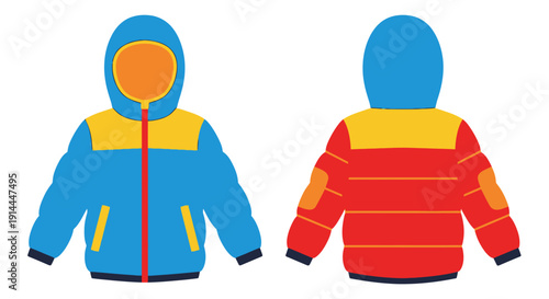 Colorful Hooded Jacket Front Back.