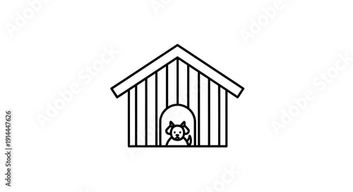 Dog in Doghouse Illustration.