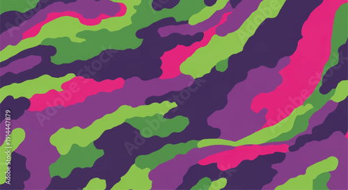Disruptive Abstract Camouflage Vector Tile for Neon Maximalist Fashion and Youth Branding Backgrounds
