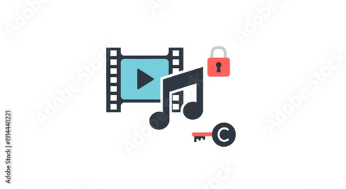 Music Note Film Strip Lock Copyright.