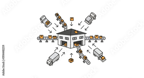 Logistics Hub with Warehouse and Transportation.