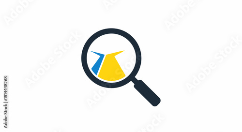 Magnifying Glass Focusing on Yellow Triangle.