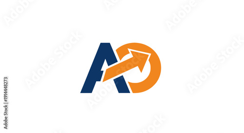 Logo with Interconnected Letters and Arrow Symbol.