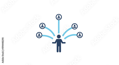 Man Connecting with People Icons Around.