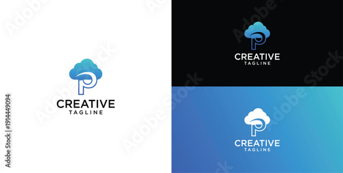 Digital technology logo icon vector. P initial logo design.