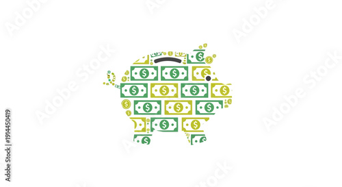 Piggy bank made of dollar bills.