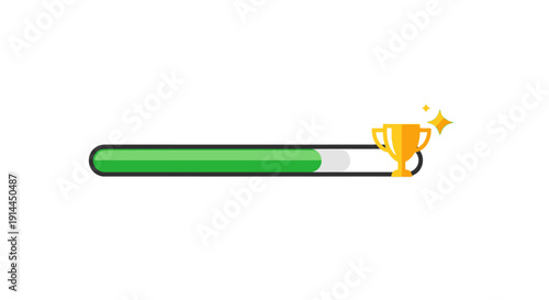 Progress Bar Loading Complete with Trophy.