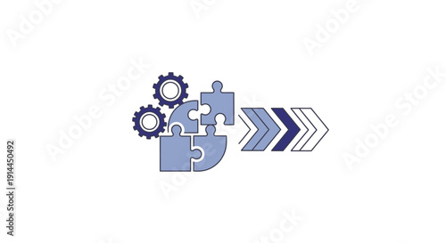 Puzzle Pieces with Gears and Arrows.