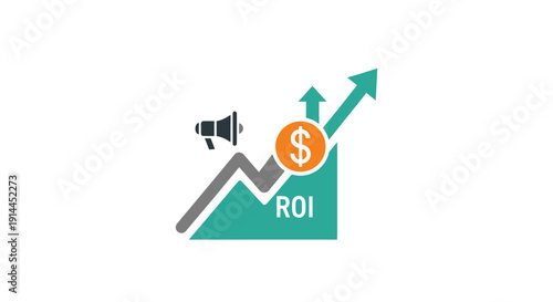 ROI Graph with Megaphone and Dollar Sign. Free Download ROI Graph with Megaphone and Dollar Sign. - GFXLoad