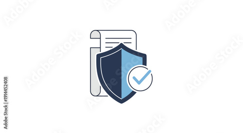 Shield Icon with Checkmark and Document.
