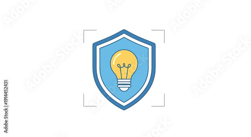 Shield Icon with Lightbulb Inside Protection.