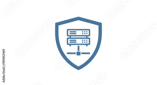 Shield with computer server protection symbol.