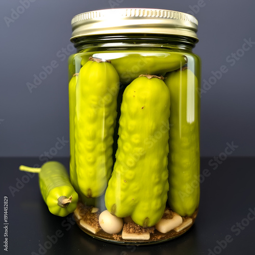 Gherkins in jar preparate for pickling on black