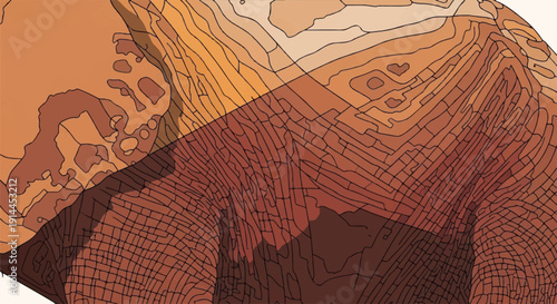 Organic Data Mapping: Abstract Terracotta and Ochre Layered Vector Structure for Digital Design