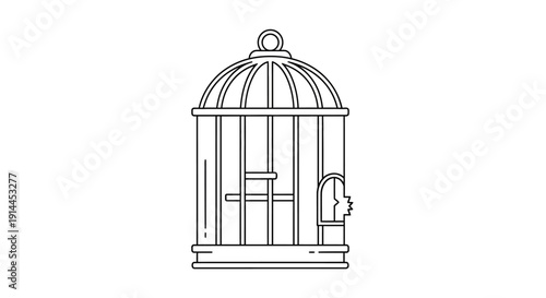 Bird Cage Illustration.