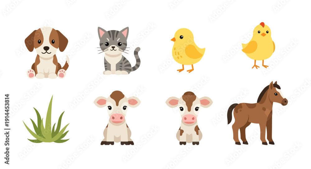 Fototapeta premium Farm Animals Collection Set.
