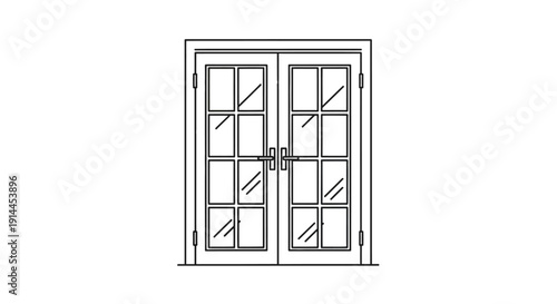 French Door Line Drawing.