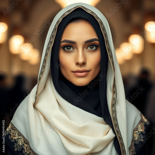 portrait of beautiful woman with burqa in Ramadan