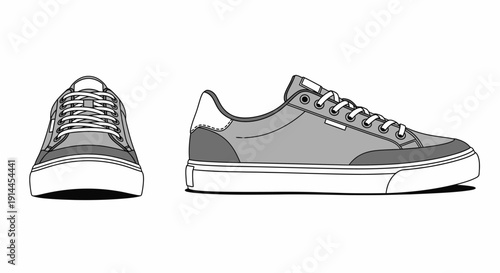 Gray Sneakers Side View.