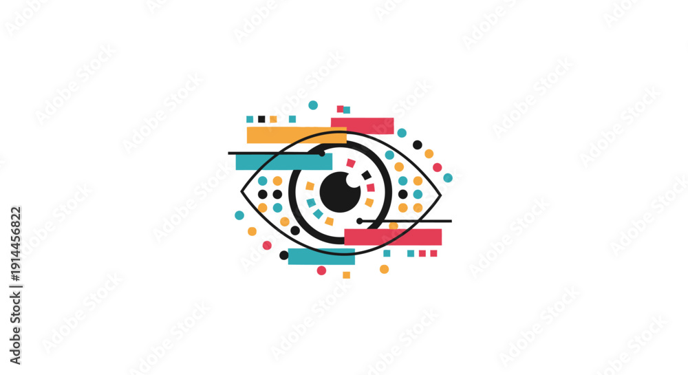 Fototapeta premium Stylized Eye Logo with Colorful Dots.