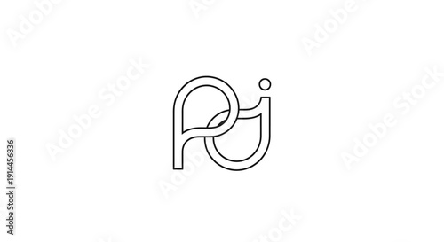 Stylized Monogram Letter P and J Logo.