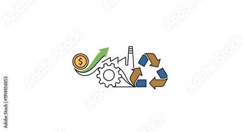 Sustainable Industry Concept with Gears and Icons.