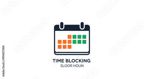 Time Blocking Calendar Icon Illustration.