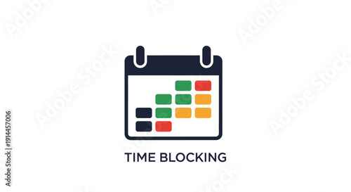 Time Blocking Calendar Icon with Colored Blocks.