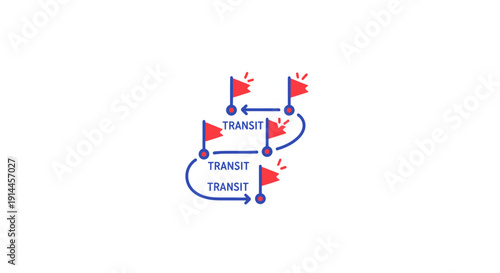Transit Flags Journey Process Illustration.