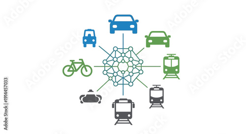 Transportation Modes Network Diagram Illustration.