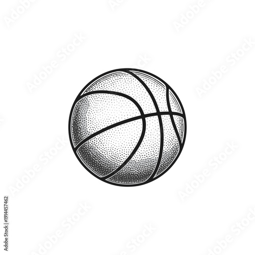 Vintage Basketball Monochrome Vector Illustration in Engraving Style logo engraving style flat vector design