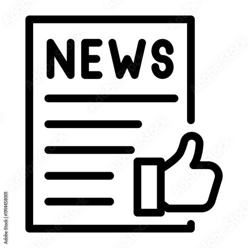 Positive Media Coverage Line Icon