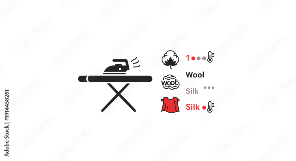 Fototapeta premium Ironing Board with Iron and Fabric.