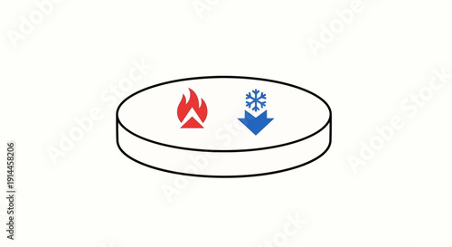 Hot and cold temperature control dial.