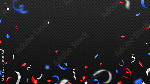 Obraz na plátně Confetti falling on dark transparent background