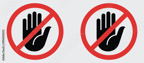 o not enter vector icon featuring hand stop symbol and no entry restriction sign, flat warning illustration ideal for safety signage