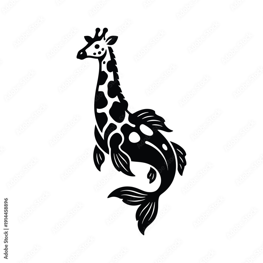 Fototapeta premium Giraffe and peacock vector illustration cartoon animals.