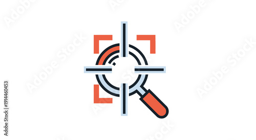 Magnifying Glass Focus on Target Icon.