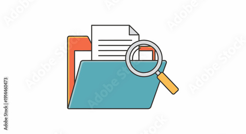 Magnifying glass on a document folder.
