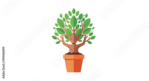 Potted Plant with Green Leaves.